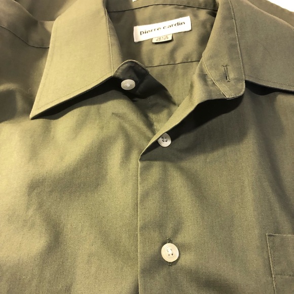 Pierre Cardin long sleeve button down shirt 16 1/2 32/33 Olive green - Picture 2 of 5